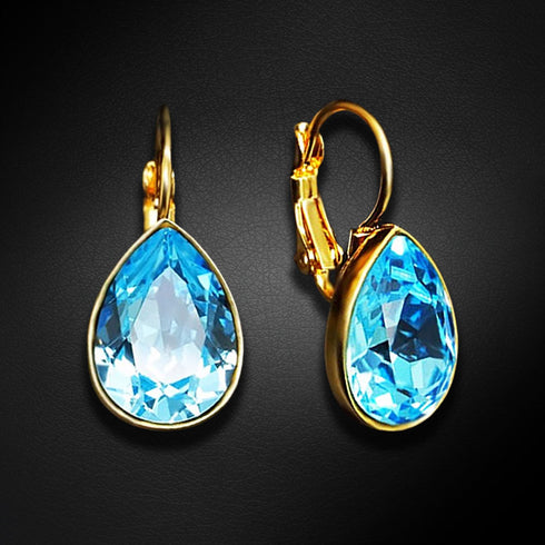Auskarai „Kristalo Lašas (Akvamarino Mėlyna)“ su Swarovski™ kristalais